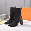 2021 Fashion Luxury Lady boots Sock Booties Fashionable Comfortable Leather Woman Presbyopia Martin Heel height 9cm size 35-42