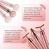 4 in 1 Vibrating Rose Quartz Roller Face Eye Massager Jade T/V Shaped Lifting Slimming Beauty Bar 220216