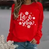 Kvinnors Tröjor Harajuku Sweatshirt Chirstmas Snowflake Långärmad Casual Blouse Pullover Plus Size Streetwear Sudaderas