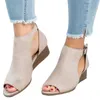 New Summer Wedges Thong Sandals Woman Suede With Buckle Peep Toe Ankle Strap Mujer Shoes Plus Size 35-43 Y200111