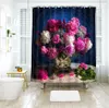 Modello di fiore 3d Blu Rosa Bianca Gardenia Tende da doccia Bellezza Tenda da bagno Addensare Impermeabile Tenda da bagno addensata T200711