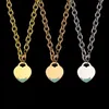 T letter peach heart wave green drop oil thick necklace couple foreign trade heart-shaped necklace for woman