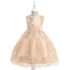 Vestido de princesa amarillo sin mangas con bordado de flores para niña, vestido de fiesta para niños, boda, cumpleaños, ropa, vestidos de disfraz 3-10 BW117