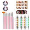 NAK001 Nail Art Tool Kits met 15 stks Nagels Schilderij Borstels Potting Pen Tinfoil Sticker Set Manicure Tape Kleur Steentjes