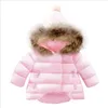 Chaquetas para niñas de 1 a 7 años, abrigos cálidos de invierno, chaqueta con capucha de piel para niños, abrigo de algodón para niños, prendas de vestir