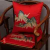 Elegant Embroidery Scenic Seat Cushions Chair Sofa Pad Office Home Decorative Chinese Silk Satin Armchair Lumbar Pillow Sitting Mat