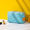 Nuovo stile PU Tinta unita borsa cosmetica con cerniera borsa da donna mini organizer da viaggio borse portatili rosa bule borse da toilette gialle