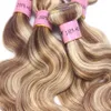 Nami Brown and Blonde Highlight Ombre Human Bundles With Closure Frontal Piano Color 8613 Straight Body Wave Hair Extensions7559502