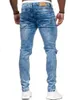 Разрушенные джинсы мужские худые мужские сексуальные отверстия растягивающие джинсовые брюки пружины тонкий прямой карандаш джинсы длинные брюки мужские 201128
