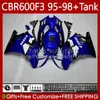 Kropp + Tank för Honda CBR 600F3 600 F3 CC 600FS 97 98 95 96 Bodywork 64No.8 CBR600 FS CBR600F3 CBR600FS 1997 1998 1995 1996 CBR600-F3 600CC 95-98 Fairings Kit Factory Blue