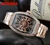 Brottspremium Mens Diamonds Ring armbandsur kvarts rörelse manlig tid klocka klocka rostfritt stål berömd president oval form