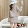 Work Dresses High Quality Autumn Winter Vintage Tweed Two Piece Set Women Fashion Fringe Beading Jacket Coat Mini Skirt Outfits