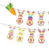 Banner di Pasqua Bandiere a forma di coniglietto appeso BUONA PASQUA Bandiere a tema per il compleanno Festa di Pasqua Decorazione domestica ZYY226