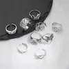 9 stks vintage zilveren ringen set voor vrouwen, vlinder hart slang stapelen ring verstelbaar