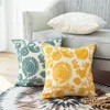 Beige jaune gris marine broderie housse de coussin décoration de la maison lin coton 3D fleurs taie d'oreiller couverture 45x45 cm oreiller 210201