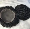 4mm Afro Kinky Curl Indian Virgin Human Human Hair Full Lace Toupee 12mm 흑인 남성을위한 큰 파도 빠른 Express Delivery