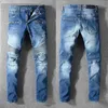 2021 Hommes Jeans Top Haute Qualité Designer Denim Hommes Mode Biker Trou Déchiré Cravate Teinture Homme Populaire Hip Hop Jean Pantalon