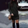 Casual Sweater Dress Mini Short Thick O-neck Long Sleeve Spring Winter Slim Fit Ladies Knitted Fashion Vestidos 220119