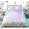3pcs Fish Scales Bedding Colorful Mermaid Scale Bedding Rainbow Scales with Sparkles Stars Quilt Cover Queen Kids Girls Dropship 201114