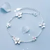S925 srebrny żeński japońska bransoletka braceletbracelet koreański wiatr mały świeży trzy płatek kwiat bransoletka słodki i piękny kwiat biżuteria kobieta
