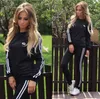 Spring Woman's Tracksuits Long Sleeves Tops+Pants Striped Ensemble Femme 2 pieces Pantalon Causal Track Suits