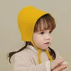 Шапочки/кепки для черепа простая чистого цвета Детское ухо защищает шерстяное вязаное шляп для осени и зимнего теплого вязаного рыбака11