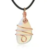 gold plated winding irregular natural stone agate crystal pendant necklace jewelry drop selling NE12141328947