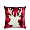 Julkuddfodral Canvas 45*45 cm älg Tryckt individuellt paket Julkuddtäcke Retro Plaid Pillow Case Bedding