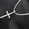 Hip hop micro pave zircon cross pendant zircon crystal custom size tennis chain necklace ice out men's jewelry 201014