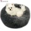 Transer 7Color Fluffy Soft Plush Cat Dog Bed House Forma rotonda Piccolo cucciolo di cane Cuccia Cuscino Letti per dormire Trasporto di goccia 908 201123