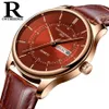 Hoge Kwaliteit Rose Gouden Wijzerplaat Horloge Mannen Leer Waterdicht 30M Horloges Business Fashion Japan Quartz Auto Datum Mannelijke klok 2259U