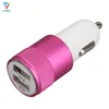 Multi-color Dual USB 5V 2A Auto Smart Phone PC Charger Metal Portable Car Cigarette Lighter Charger 100pcs/lot