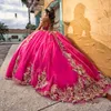 Элегантные платья Fuchsia Quinceanera кружевные аппликации возлюбленные на шнуровке Корсет задний Vestido de 15 Anos Бисероплетение сладкое 16 платье