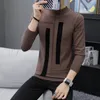 Männer Pullover Winter Dicke Warme Kaschmir Pullover Männer Rollkragen Unregelmäßigen Streifen Slim Fit Pullover Klassische Wolle Strickwaren Pull