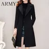 Elegante Damen Slim Windjacke Winter Warm Zweireiher Langer Graben Plus Größe Koreanische Frauen Gepolsterter Mantel Tunika Kleidung Rot 201218