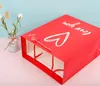 Valentine Love Gift Bag Rood Hart Gedrukt Winkelen Gift Verpakking Tas Wit Kraftpapier Kleine Grote Huidige Winkels Zakken HA2871