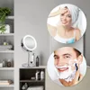 Miroir de maquillage grossissant 10X avec miroirs cosmétiques lumière LED miroir de courtoisie de bureau de forme ronde miroirs rétroéclairés double face T20011325S