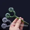 Pink blue green clear Double Oil Burner Glass Pipe Smoking Tube water pipe for hookah shisha oil rigs tobacco cigarettes hand pipes