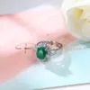 Küme halkaları anillos yuzuk yeşil chalcedony ring solitaire 925 kadın nişan değerli taşlar mücevherler için gümüş
