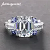 Pansysen New Luxury NaturalEmerald Gemstone Rings for Women 100％925 Sterling Silver Jewelly Wedding Engagement Ringサイズ5-12 Y200321