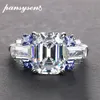 Pansysen Novo Luxo Esmeralda Natural de Esmeralda Gemita Rings Para Mulheres 100% 925 Sterling Silver Jewelry Wedding Tamanho do anel 5-12 Y200321