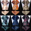 Neck Ties Men Tie Pocket Square Classic Party Wedding Paisley 3.4" Silk Fashion Mens Extra Long XL Necktie Handkerchief Set #C01