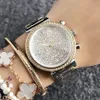 Orologi da polso al quarzo di marca per donna Ragazza Grandi lettere stile cristallo Orologio con cinturino in acciaio metallico M66259R