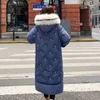 Veste d'hiver de haute qualité femmes coton vêtements d'extérieur rembourrés femme x-long manteau à capuche avec fourrure lâche Parka style coréen 201110