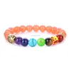 Pulseras de cuentas de ojo de tigre con cabeza de Buda Retro, pulsera de piedra Natural de 7 Chakras para Yoga para mujeres y hombres, joyería de moda y regalo de arena