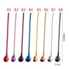 Stainless steel Long straw spoon dual purpose a variety of colors can choose safe food grade thread beverage Scoop Straws stirring spoons T9I001735