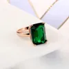 Natural Emerald Ring Zircon Diamond Rings for Women Engagement Wedding Rings with Green Gemstone Ring 14K Rose Gold Fine SMEWELLY Y314I