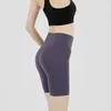 Shorts longos para bicicleta de yoga feminino cintura alta liso à prova de agachamento treino de fitness shorts esportivos calças de corrida para academia