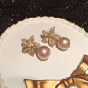 Diamant-Zirkonia-hübsche Blume, elegante Perlen-Anhänger-Ohrringe, neue Mode-Ohrstecker für Damen und Mädchen, S925-Silberpfosten