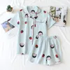 Ladies Woven Cotton Cartoon Crepe Pajamas Suit Short Sleeve Shorts Thin Section Comfortable Casual Night Suit Pizamy Damskie T200429